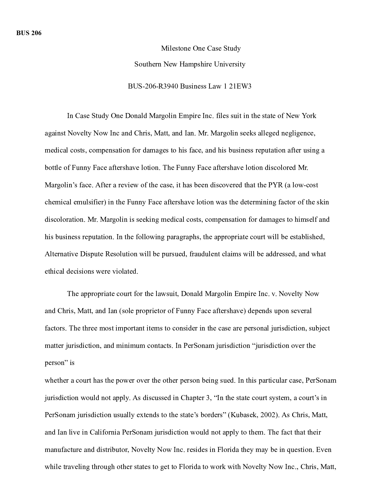 Preview image for BUS 206 Milestone One.docx  BUS 206                                                Milesto